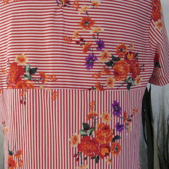 Stripe Floral Front Tie Boho Women's Top Sz M - Picture 7 of 9